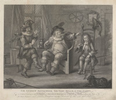 Sir Andrew Aguecheek, Sir Toby Belch y el Payaso - "Noche de Reyes", Acto II, Escena III de Peltro W. Tomkins