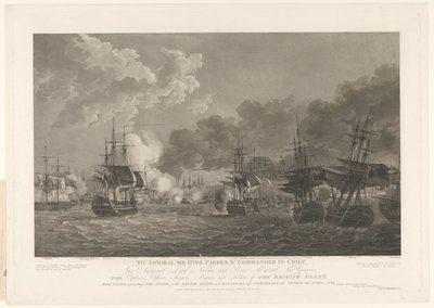 Vista de la Batalla Naval de Copenhague, 1801 de Peltro William Tomkins