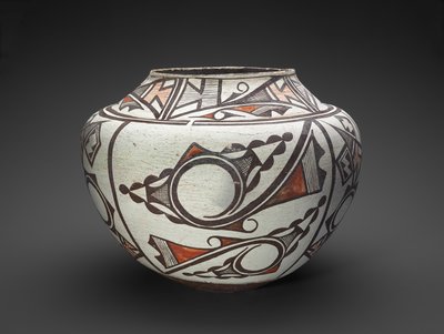 Jarra (Olla) con diseños geométricos y abstractos de People Zuni