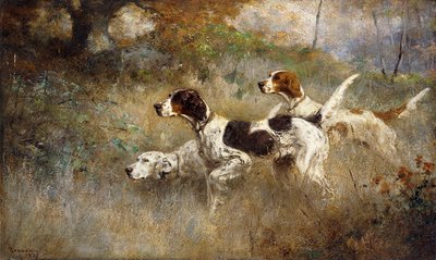 Los tres setters, Bob, Bill y Ginger en un triple punto de Percival Leonard Rosseau