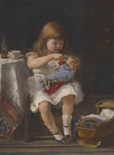Una madre ansiosa (óleo sobre lienzo) de Percival de Luce