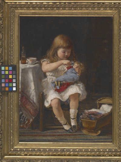 Una madre ansiosa (óleo sobre lienzo) de Percival de Luce