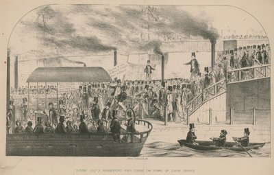Muelle de Hungerford durante las horas del servicio divino de Percy Cruikshank