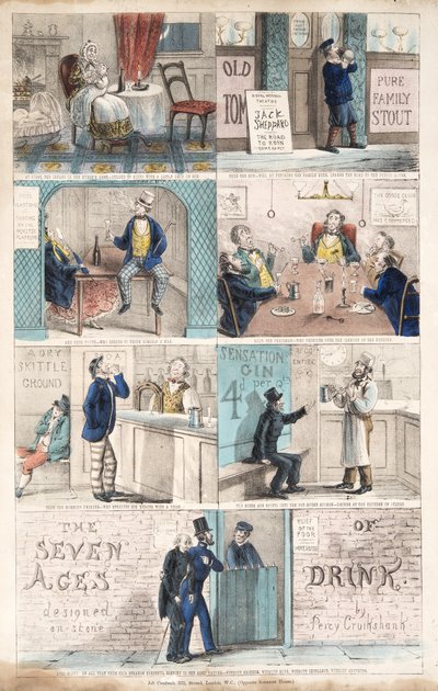 Las siete edades de la bebida, pub.c. 1872 de Percy Cruikshank