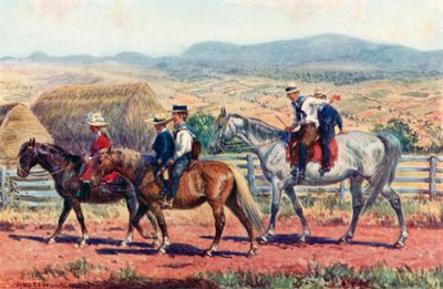 Niños australianos yendo a la escuela de Percy F.S. (after) Spence