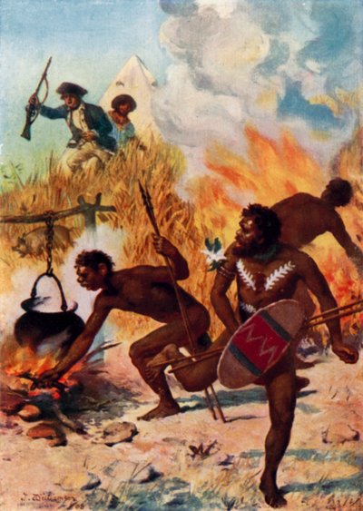 Los nativos australianos en la época del Capitán Cook de Percy F.S. (after) Spence