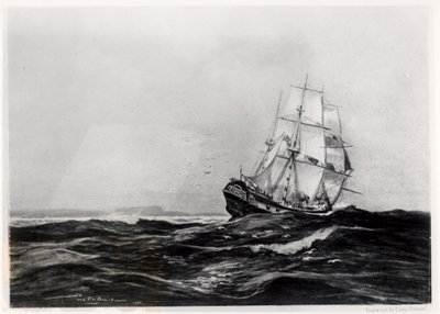 El Endeavour en el mar, 1900, grabado por Lowy de Percy F.S. Spence
