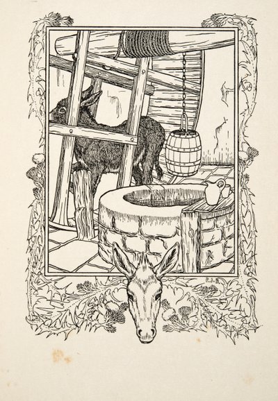 Sacando agua, de Cien anécdotas de animales, pub. 1924 de Percy J. Billingshurst