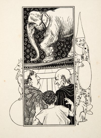 Elefante bailando en la cuerda, de Cien anécdotas de animales, pub. 1924 de Percy J. Billingshurst