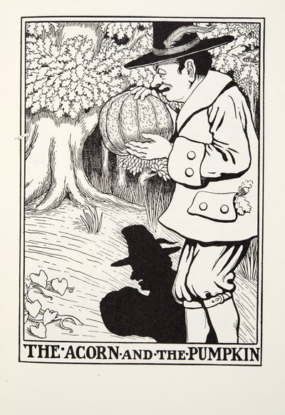 La bellota y la calabaza, de las Fábulas de Fontaine, pub. 1905 de Percy J. Billingshurst