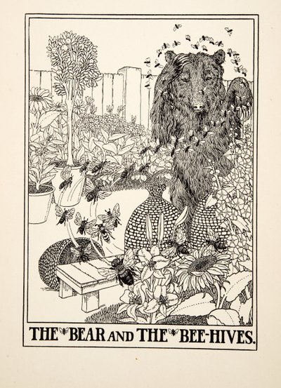 El oso y las colmenas, de Cien fábulas de Esopo, pub. 1903 (grabado) de Percy J. Billingshurst