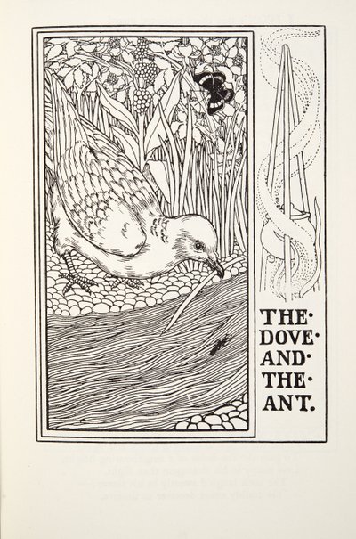 La Paloma y la Hormiga, de las Fábulas de Fontaine, pub. 1905 de Percy J. Billingshurst