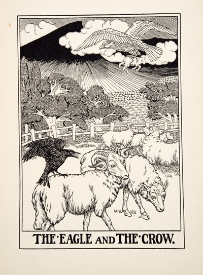 El águila y el cuervo, de Cien fábulas de Esopo, pub.1903 de Percy J. Billingshurst
