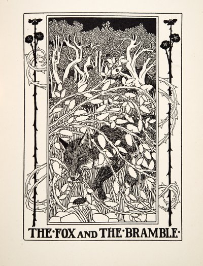 El zorro y la zarza, de Cien fábulas de Esopo, pub.1903 de Percy J. Billingshurst