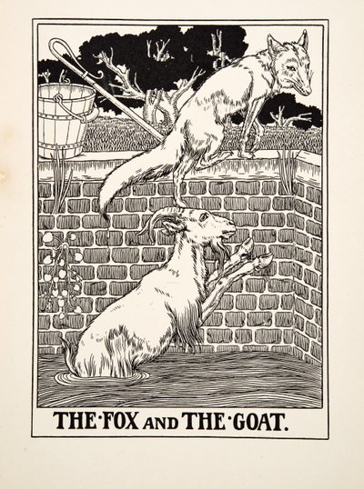 El zorro y la cabra, de Cien fábulas de Esopo, pub.1903 de Percy J. Billingshurst