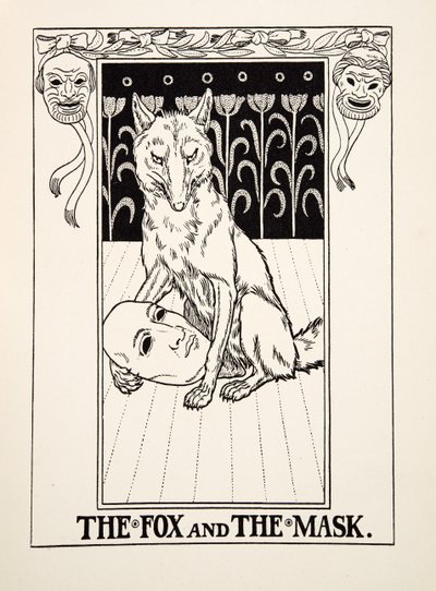 El zorro y la máscara, de Cien fábulas de Esopo, pub.1903 de Percy J. Billingshurst