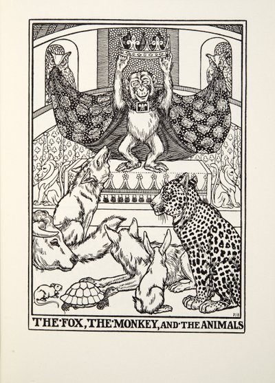 El Zorro, el Mono y los Animales de Fábulas de Fontaine, pub. 1905 de Percy J. Billingshurst
