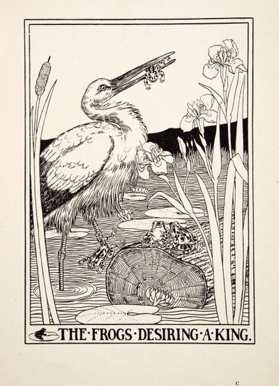 Las ranas que deseaban un rey, de Cien fábulas de Esopo, pub.1903 de Percy J. Billingshurst