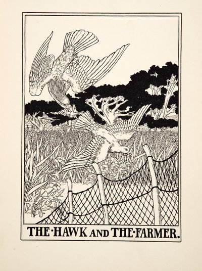 El Halcón y el Granjero, de Cien Fábulas de Esopo, pub. 1903 de Percy J. Billingshurst