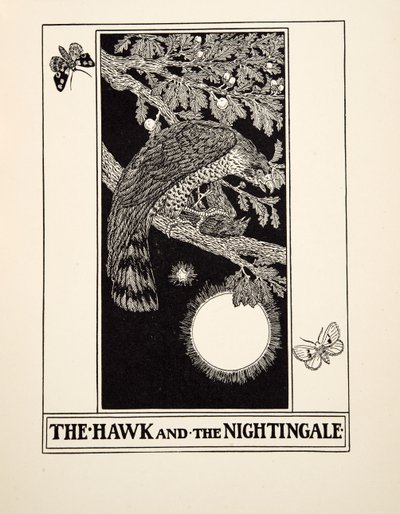 El Halcón y el Ruiseñor, de Cien Fábulas de Esopo, pub.1903 de Percy J. Billingshurst