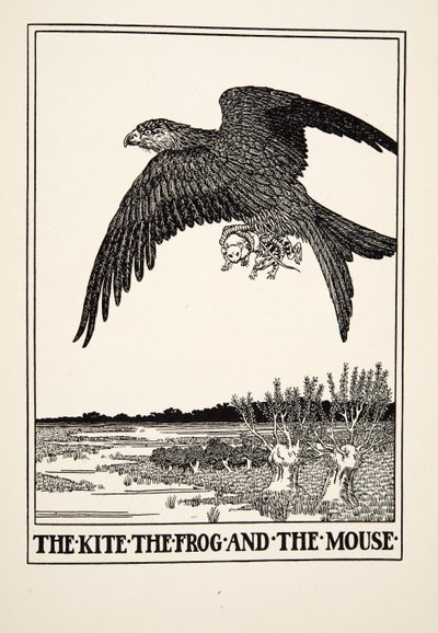 La cometa, la rana y el ratón, de Cien fábulas de Esopo, pub.1903 de Percy J. Billingshurst