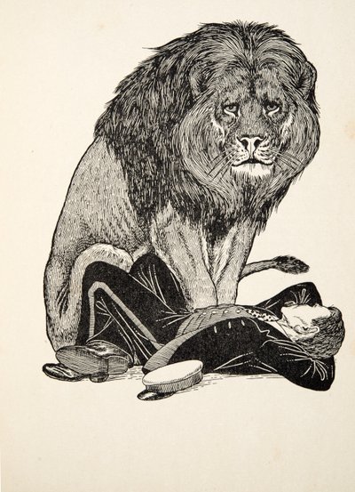 El león y su cuidador, de Cien anécdotas de animales, pub. 1924 de Percy J. Billingshurst