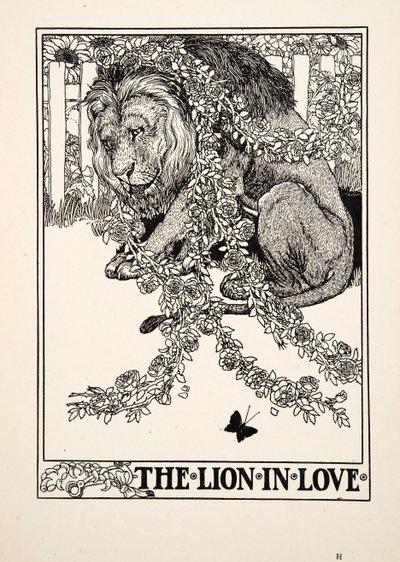 El león enamorado, de Cien fábulas de Esopo, pub.1903 de Percy J. Billingshurst