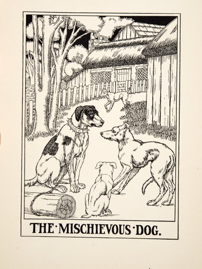 El perro travieso, de Cien fábulas de Esopo, pub. 1903 (grabado) de Percy J. Billingshurst