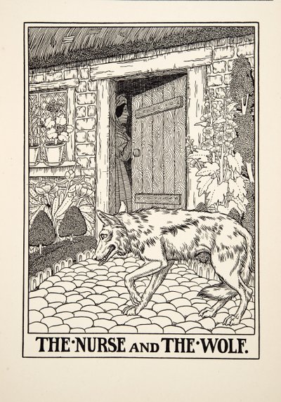 La Nodriza y el Lobo, de Cien Fábulas de Esopo, pub.1903 de Percy J. Billingshurst