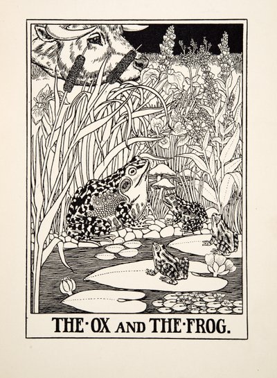 El buey y la rana, de Cien fábulas de Esopo, pub.1903 de Percy J. Billingshurst