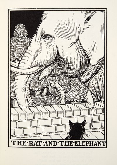 La Rata y el Elefante, de las Fábulas de Fontaine, pub. 1905 de Percy J. Billingshurst