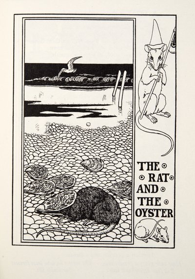 La Rata y la Ostra, de las Fábulas de Fontaine, pub. 1905 de Percy J. Billingshurst