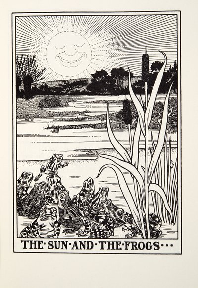 El Sol y las Ranas, de las Fábulas de Fontaine, pub. 1905 de Percy J. Billingshurst