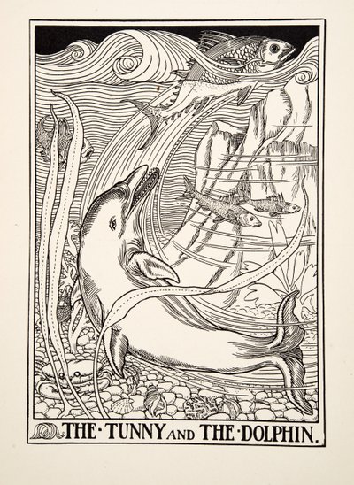 El atún y el delfín, de Cien fábulas de Esopo, pub.1903 de Percy J. Billingshurst