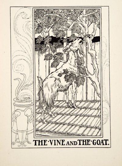 La Vid y la Cabra, de Cien Fábulas de Esopo, pub.1903 de Percy J. Billingshurst