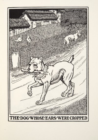 El perro con las orejas cortadas, de las Fábulas de Fontaine, pub. 1905 de Percy J. Billingshurst