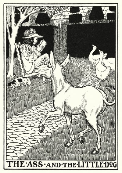 Fábulas de La Fontaine: El asno y el perrito (litografía) de Percy James Billinghurst