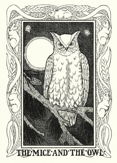 Fábulas de La Fontaine: Los ratones y la lechuza (litografía) de Percy James Billinghurst