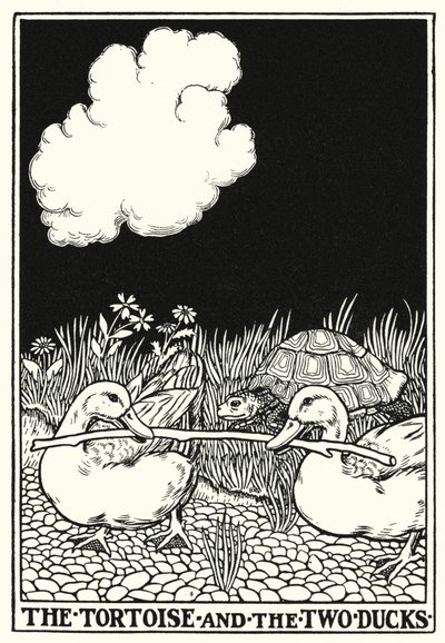 Fábulas de La Fontaine: La tortuga y los dos patos (litografía) de Percy James Billinghurst