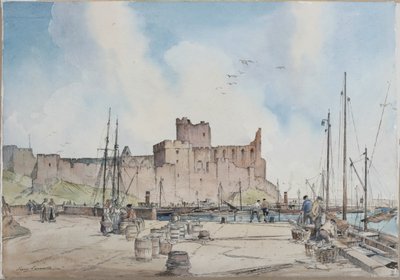 Castillo de Peel, Isla de Man (lápiz y acuarela sobre papel) de Percy Lancaster