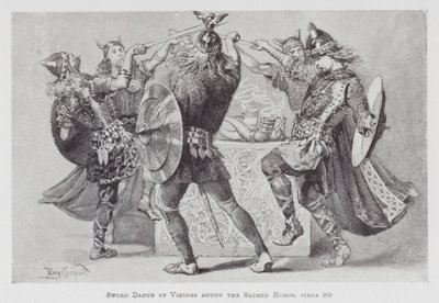 Baile: Danza de espada de vikingos alrededor de los cuernos sagrados, circa 900 de Percy Macquoid