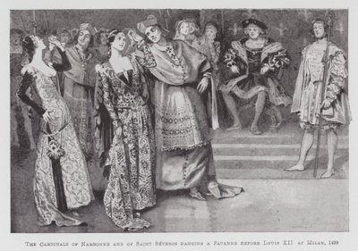 Baile: Los Cardenales de Narbona y de Saint Severin bailando una Pavana ante Luis XII en Milán de Percy Macquoid