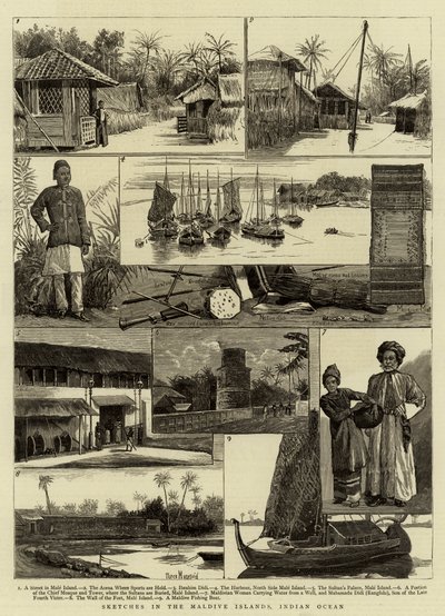 Bocetos en las Islas Maldivas, Océano Índico de Percy Macquoid