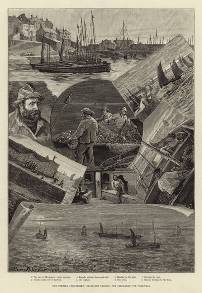 Nuestras industrias pesqueras: pesca con red de deriva para sardinas en Cornwall de Percy Robert Craft