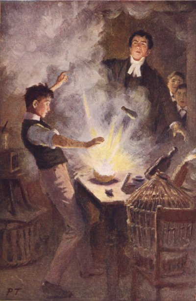 Up Went the Whole into a Great Blaze (litografía en color) de Percy Tarrant