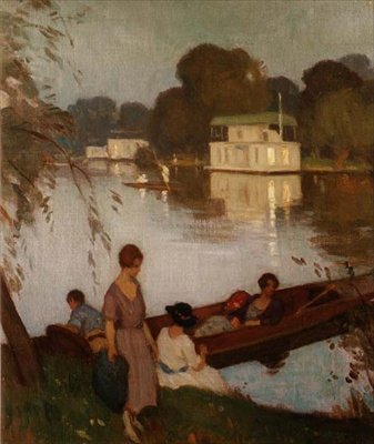 En el Támesis, c.1925 de Percy William Gibbs
