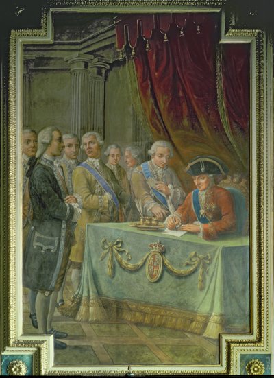 Carlos III (1716-88) firma el decreto que autoriza el comercio con Asia y Filipinas de Pere Pau Muntanya