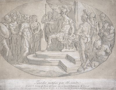 Alejandro y Timoclea, grabado por Nicolas Lesueur (1691-1764) de Perino del Vaga