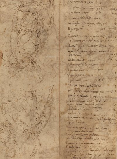Estudios de figuras (verso) de Perino del Vaga