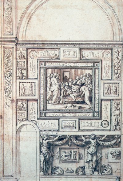 Proyecto para una decoración mural de una bóveda, siglo XVI de Perino del Vaga